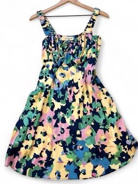Nicholas Dress Multicolor Abstract Floral Painterly Print Dopamine Resort